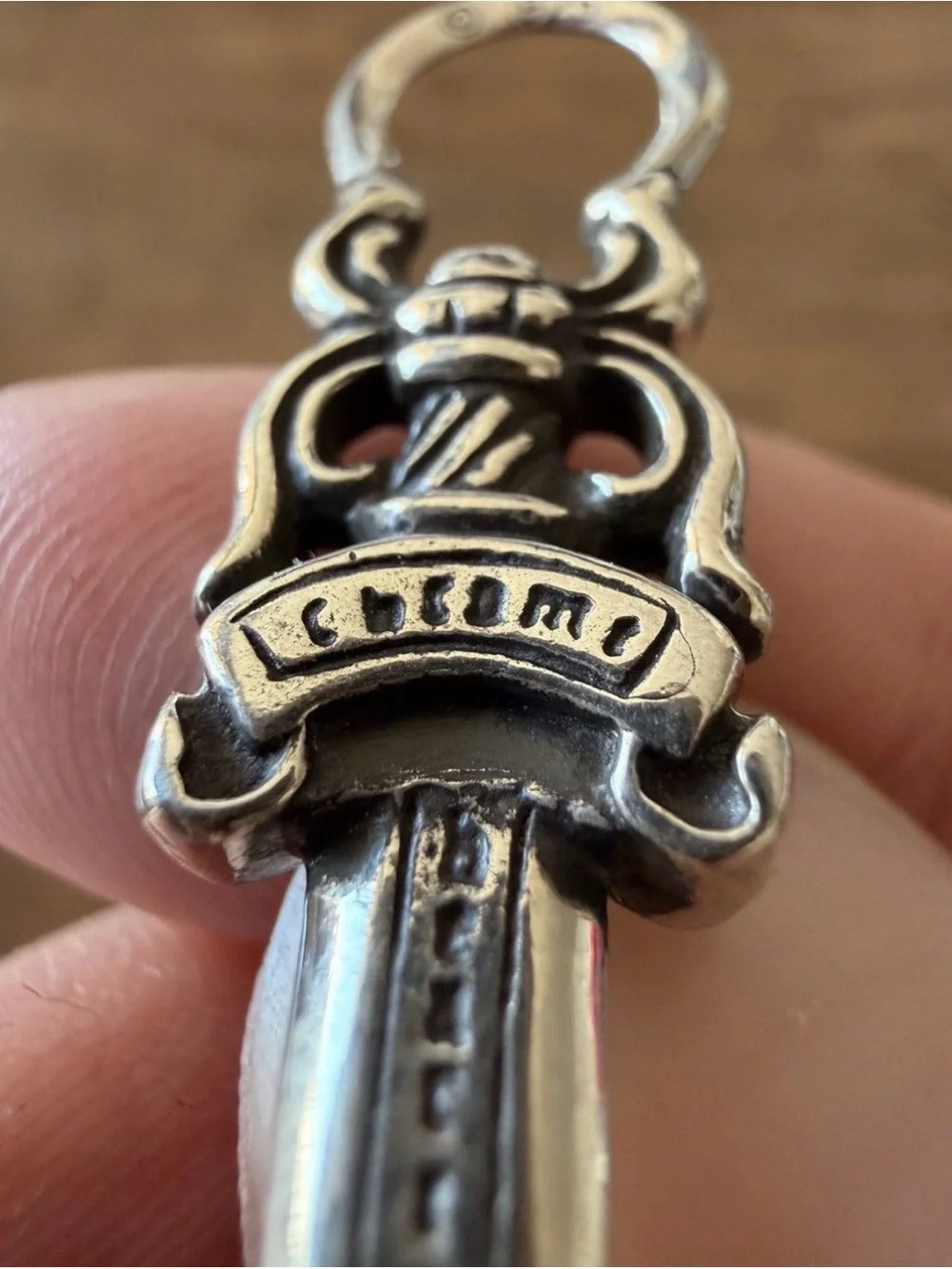 Chrome Hearts Silver Dagger Charm Key Holder - Silver